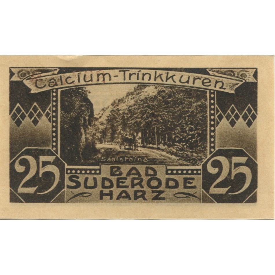 Banknote, Germany, Suderode im Harz Gemeinde, 25 Pfennig, paysage 1, 1921