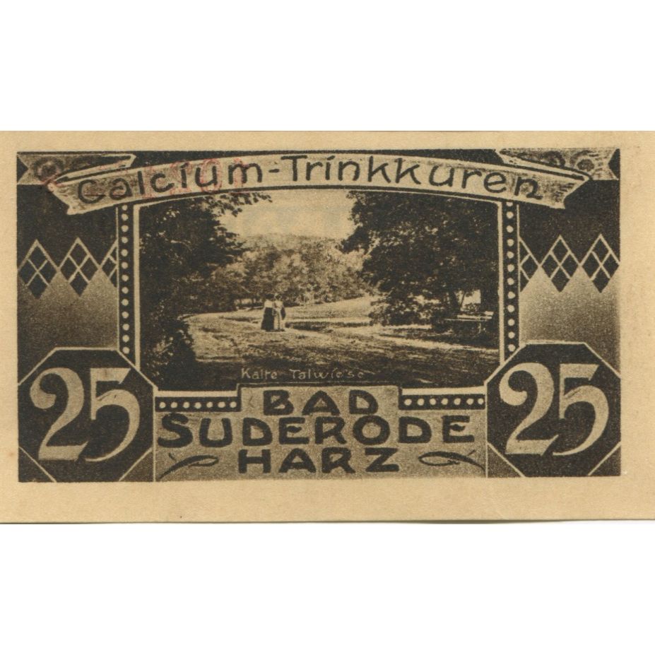 Banknote, Germany, Suderode im Harz Gemeinde, 25 Pfennig, paysage 2, 1921