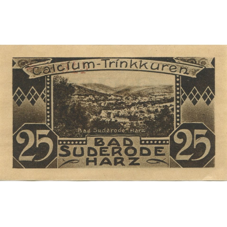 Banknote, Germany, Suderode im Harz Gemeinde, 25 Pfennig, paysage 3, 1921