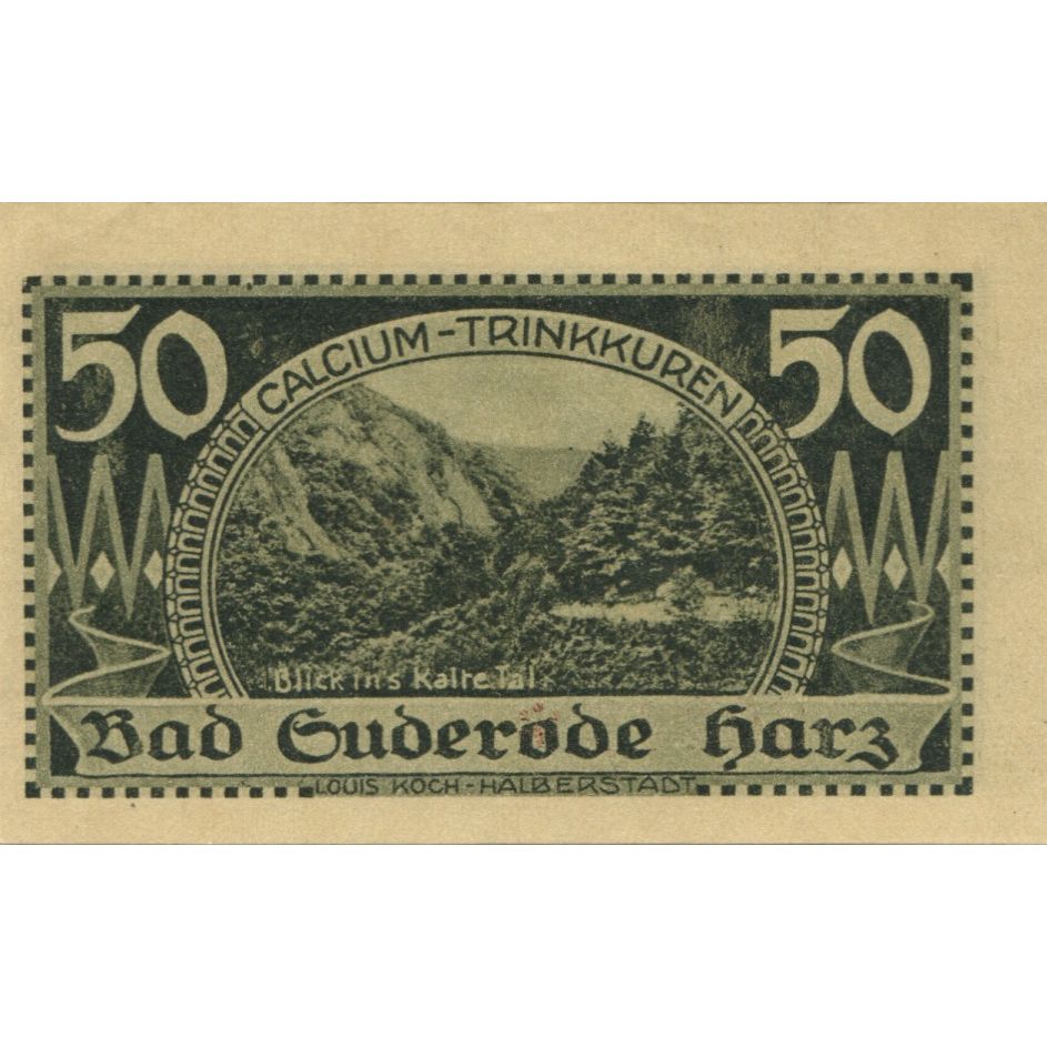 Banknote, Germany, Suderode im Harz Gemeinde, 50 Pfennig, paysage, 1921