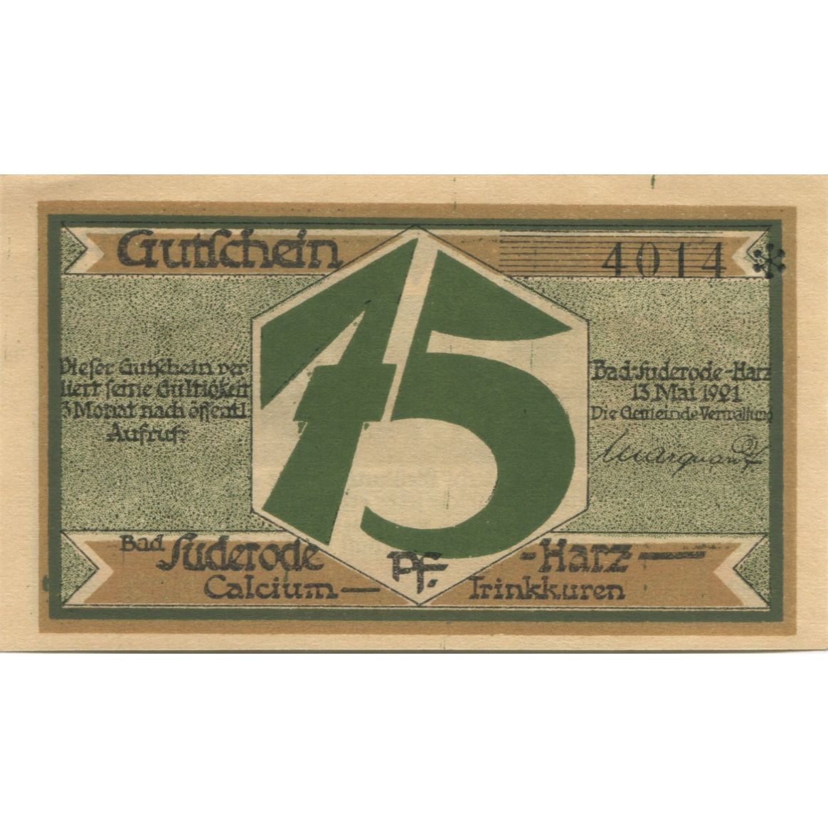 Banknote, Germany, Suderode im Harz Gemeinde, 75 Pfennig, personnage, 1921