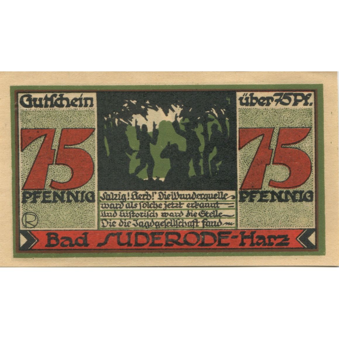 Banknote, Germany, Suderode im Harz Gemeinde, 75 Pfennig, personnage, 1921
