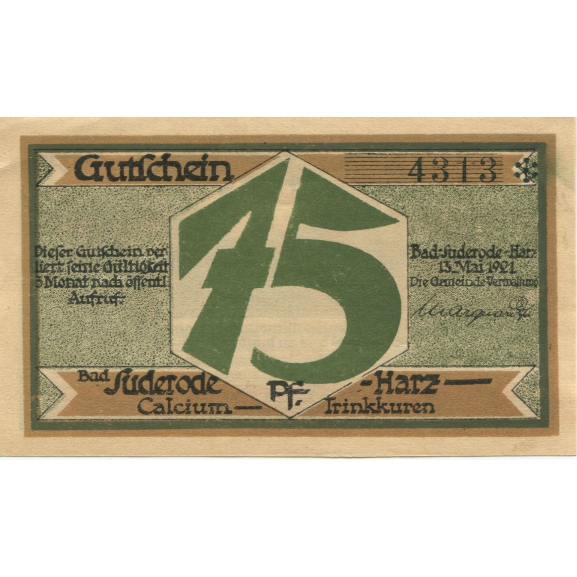 Banknote, Germany, Suderode im Harz Gemeinde, 75 Pfennig, personnage 2, 1921
