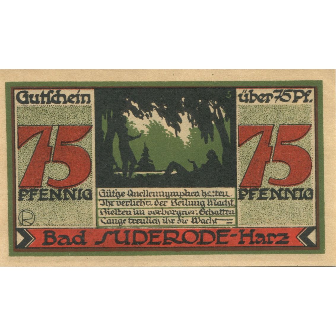 Banknote, Germany, Suderode im Harz Gemeinde, 75 Pfennig, personnage 3, 1921