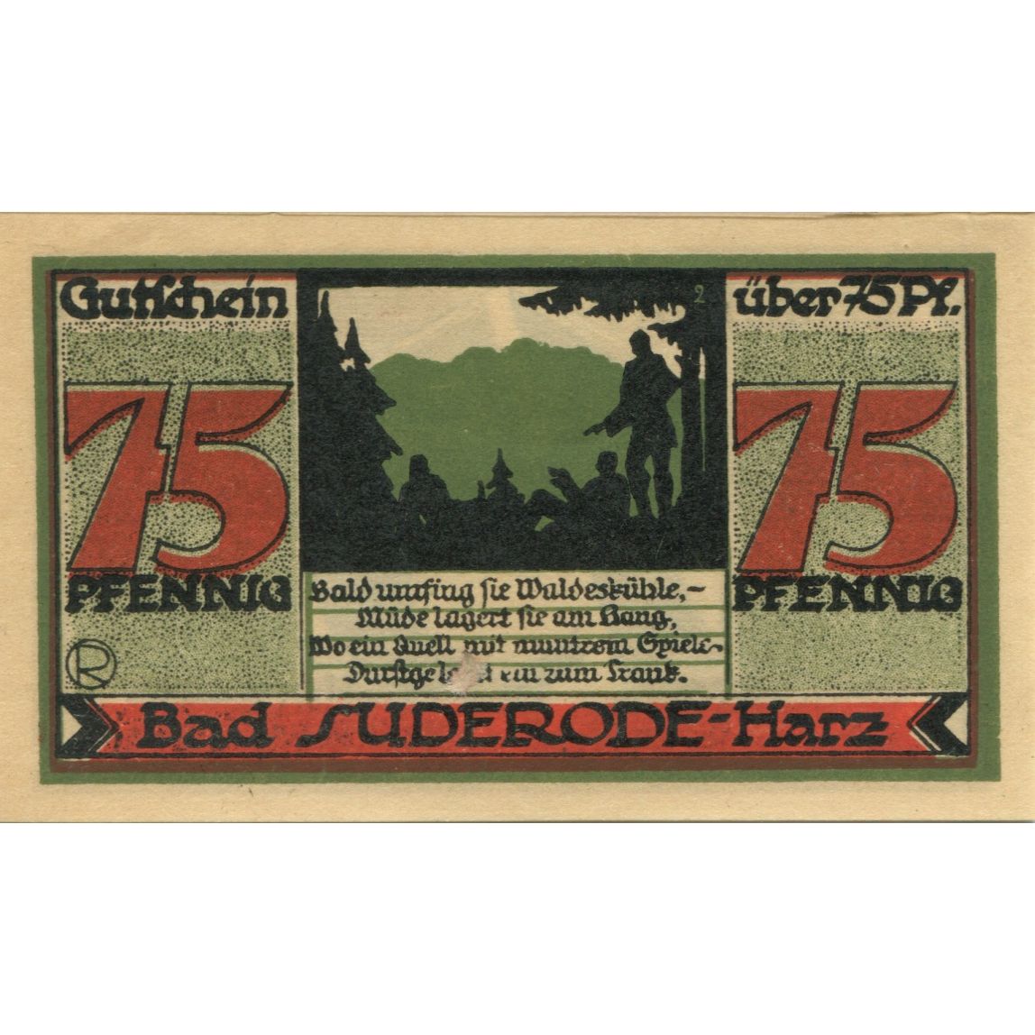 Banknote, Germany, Suderode im Harz Gemeinde, 75 Pfennig, personnage 5, 1921