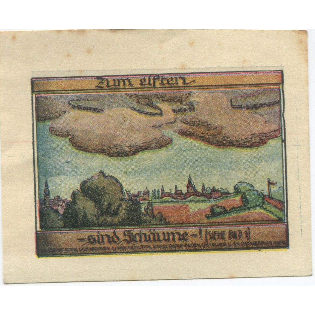 Banconote, Germania, Burgsteinfurt Stadt, 50 Pfennig, paysage 1, 1923