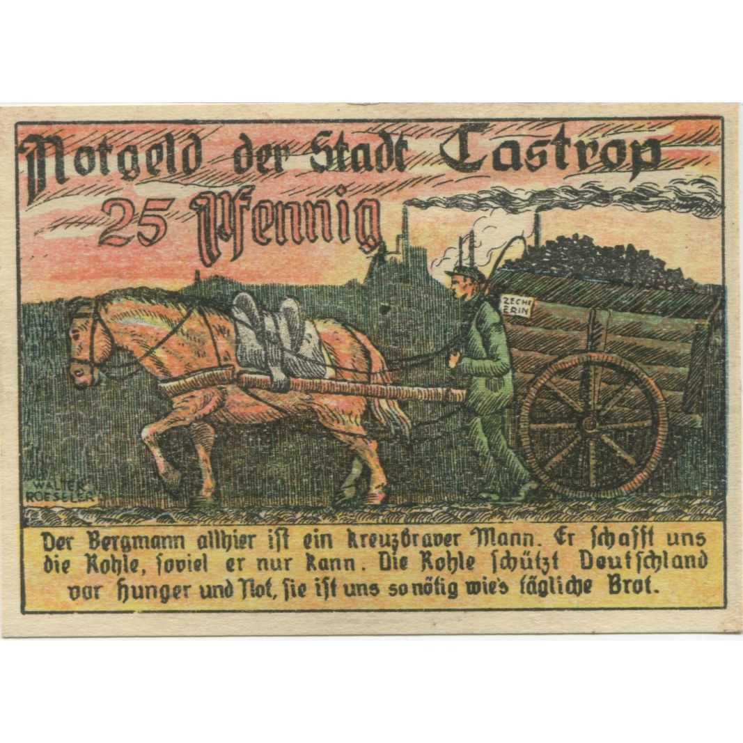 Banknote, Germany, Castrop Stadt, 25 Pfennig, personnage, 1921, 1921-03-24
