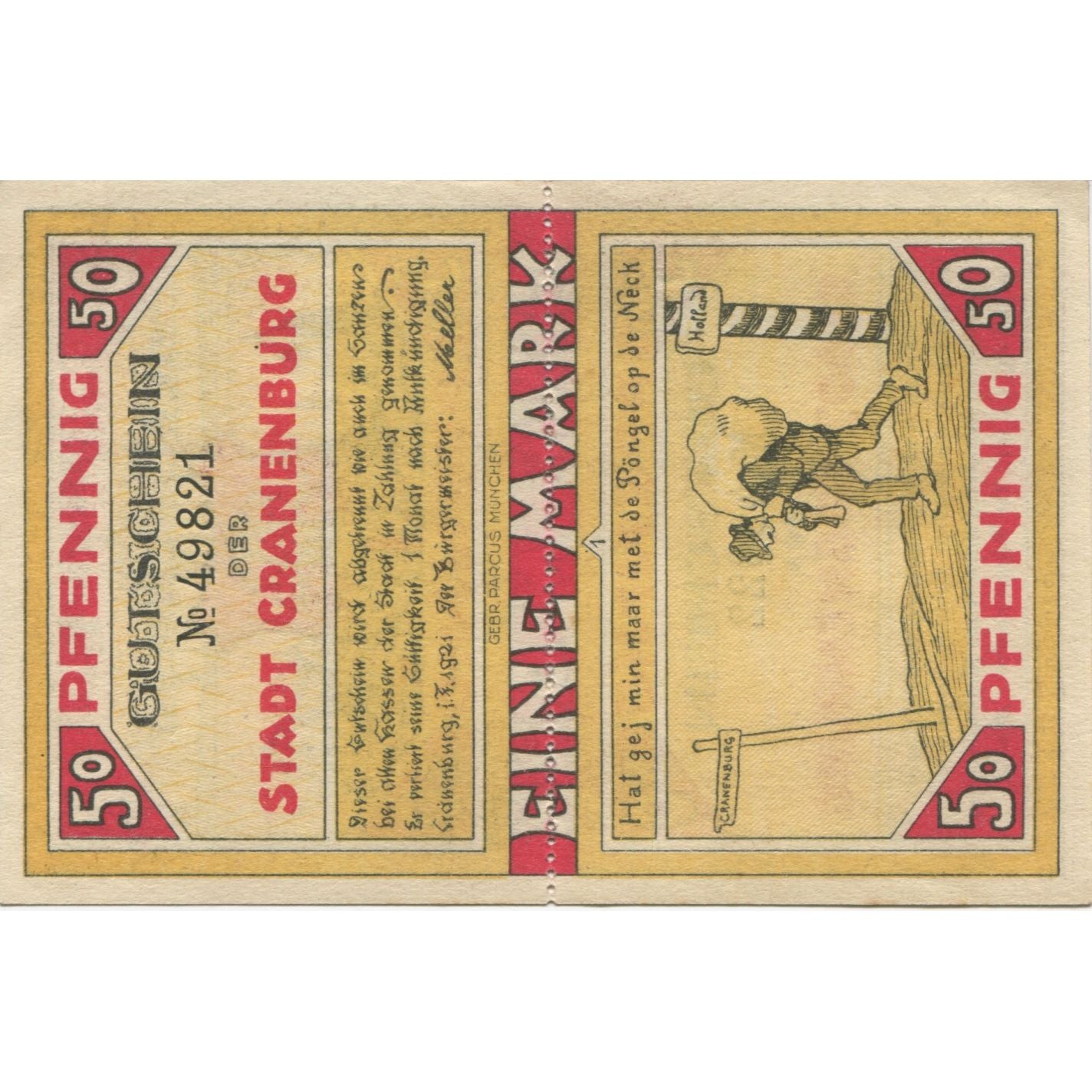 Banknote, Germany, Cranenburg Stadt, 1 Mark, Blason 2, 1921, 1921-02-01