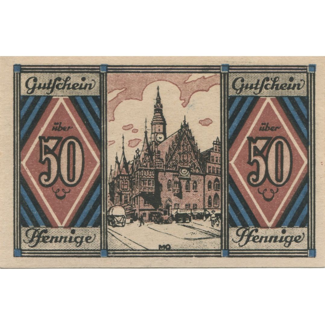 Banknote, Germany, Breslau Evangelisch Kirchlicher Arbeitsausschuß, 50 Pfennig