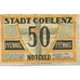 Banknote, Germany, Coblenz Stadt, 50 Pfennig, Batiment, 1921, 1921-05-01