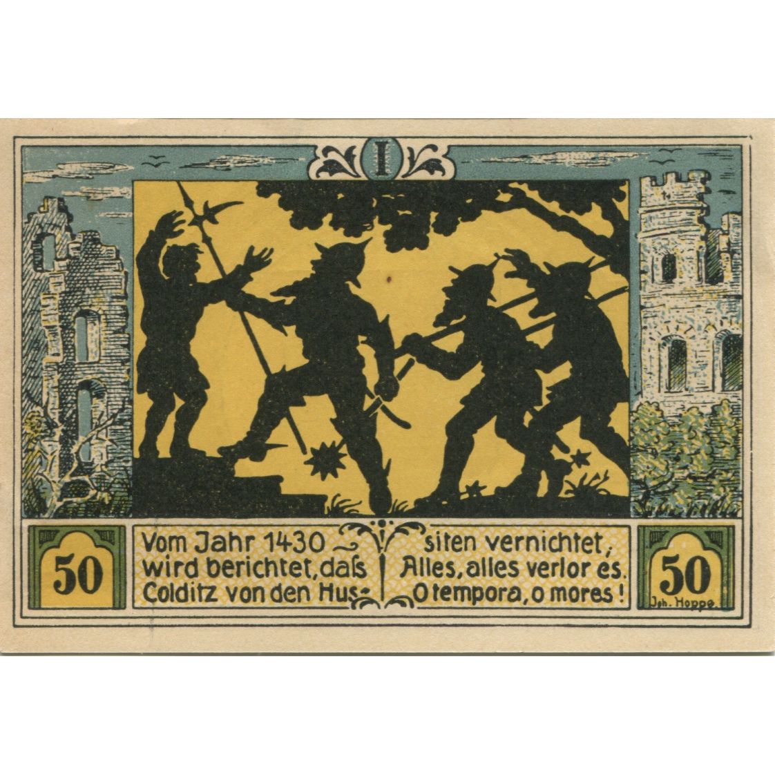 Banknote, Germany, Colditz Stadt, 50 Pfennig, personnage, 1921, 1921-09-01