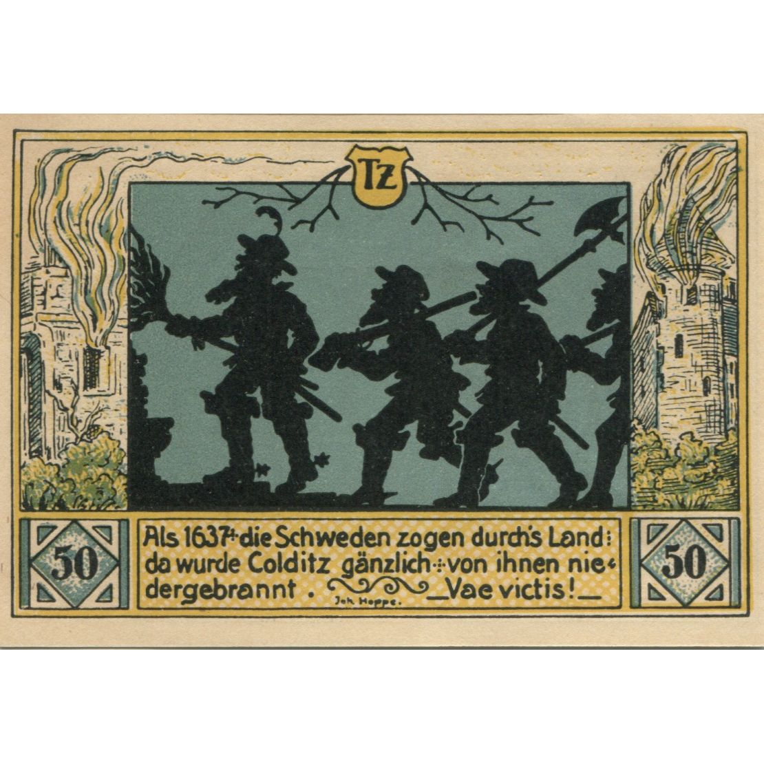 Banconote, Germania, Colditz Stadt, 50 Pfennig, personnage 1, 1921, 1921-09-01
