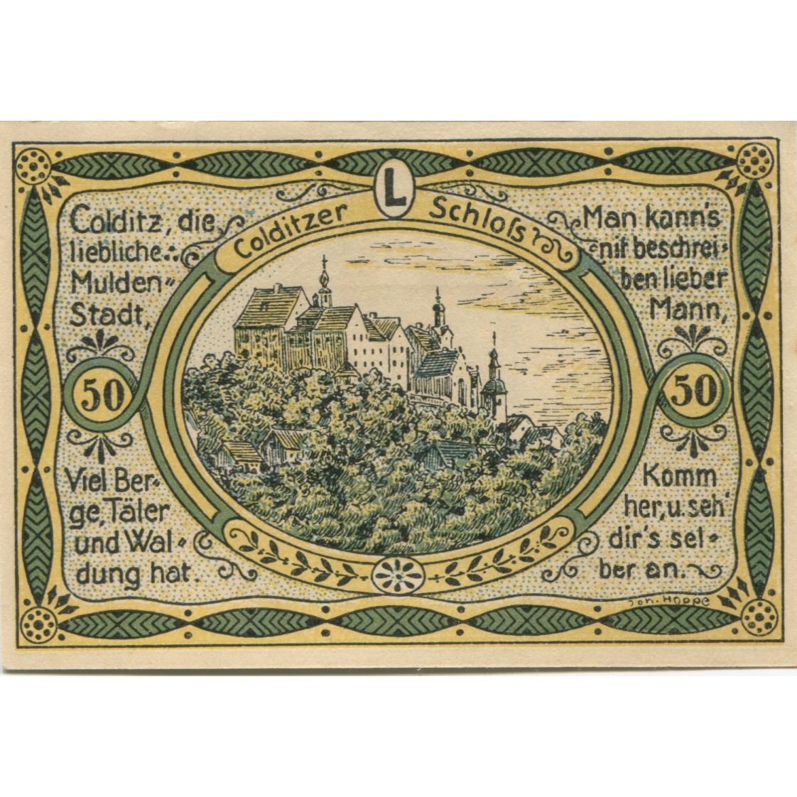 Banknote, Germany, Colditz Stadt, 50 Pfennig, paysage, 1921, 1921-09-01