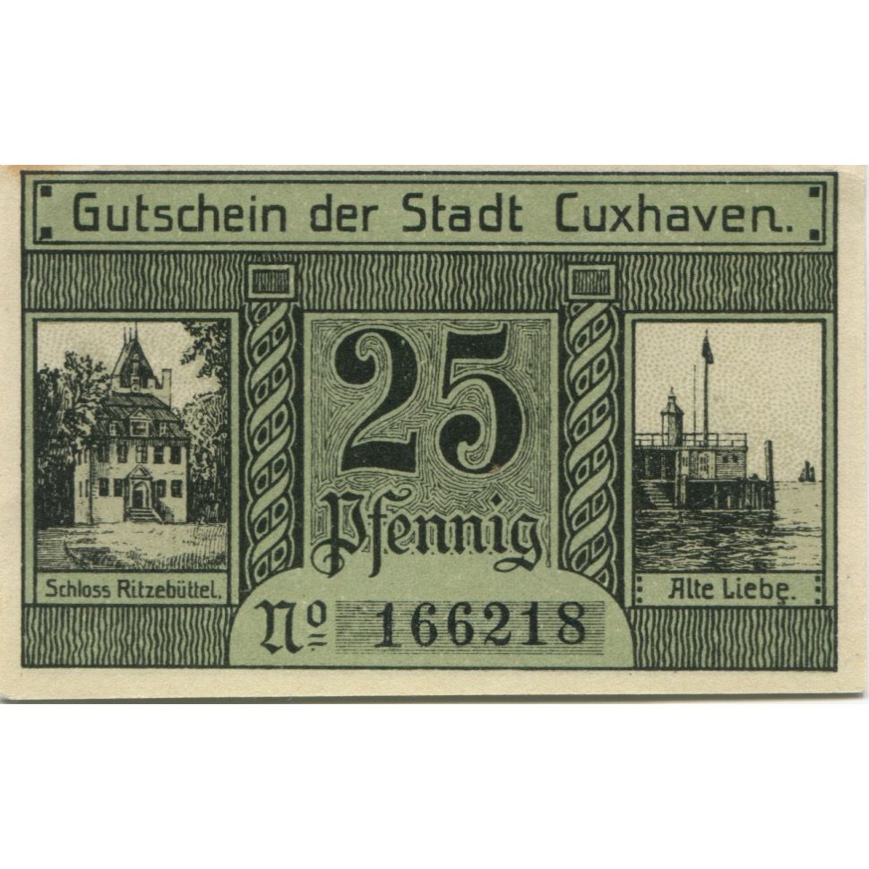 Banknote, Germany, Cuxhaven Stadt, 25 Pfennig, bateau, 1920, 1920-12-31