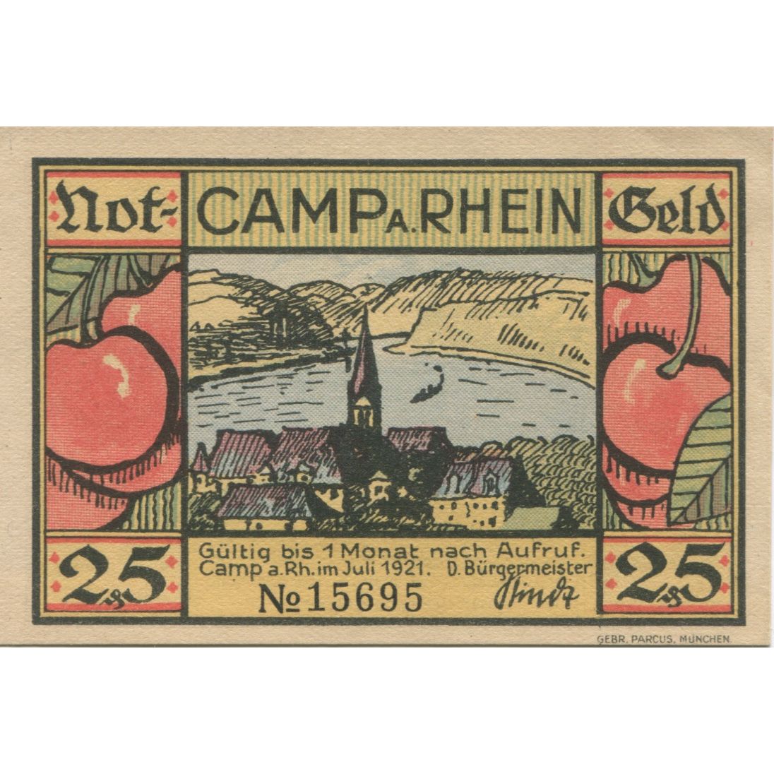 Banknote, Germany, Camp Bornhofen Gemeinde, 25 Pfennig, paysage, 1921