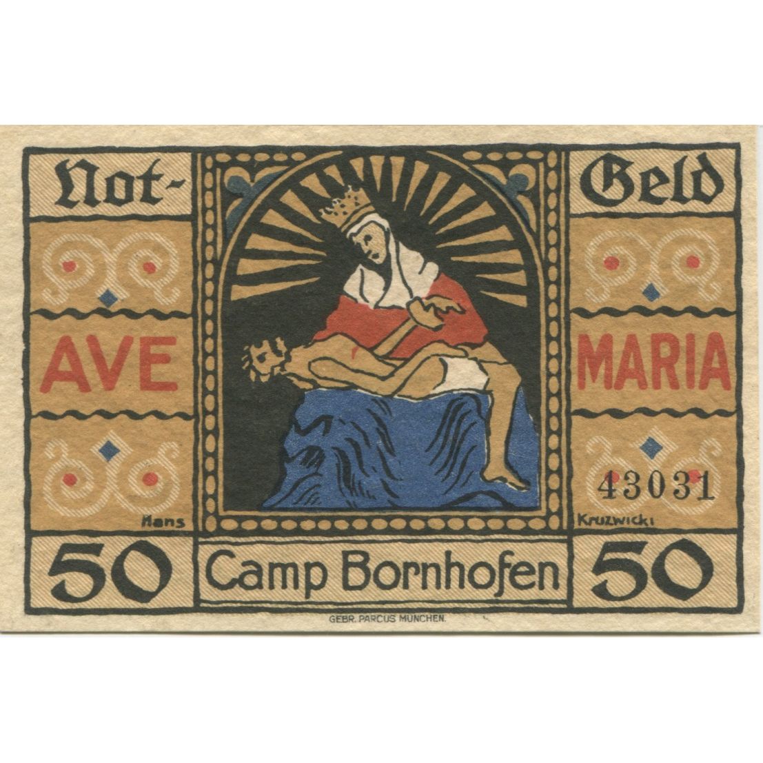 Banknote, Germany, Camp Bornhofen Gemeinde, 50 Pfennig, personnage, 1921