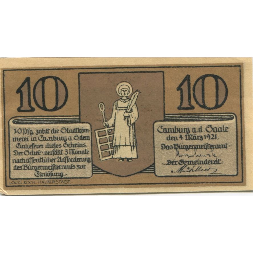 Banknote, Germany, Camburg a.d. Saale Stadt, 10 Pfennig, paysage, 1921