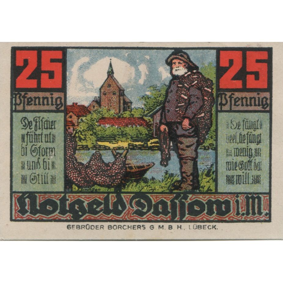 Banknote, Germany, Dassow Gemeinde, 25 Pfennig, personnage, 1922, 1922-07-01