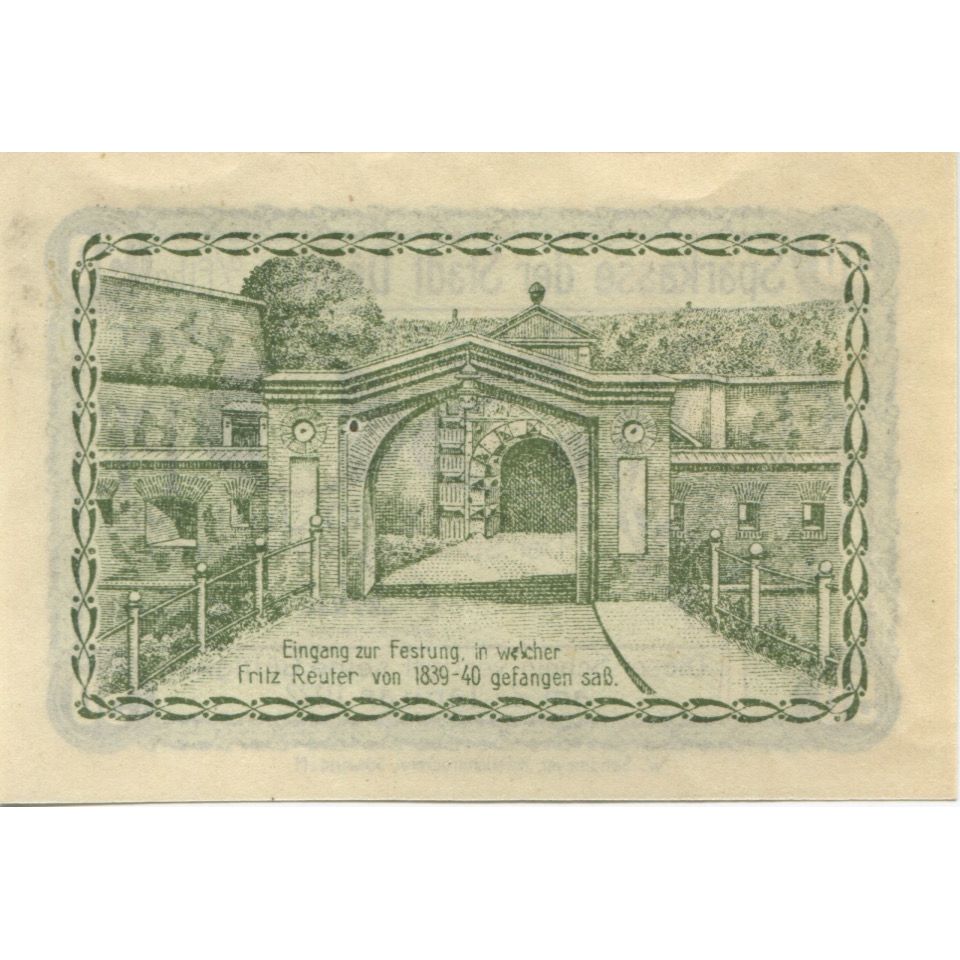 Banknote, Germany, Domitz Stadt, 50 Pfennig, Monument, 1922, 1922-01-02