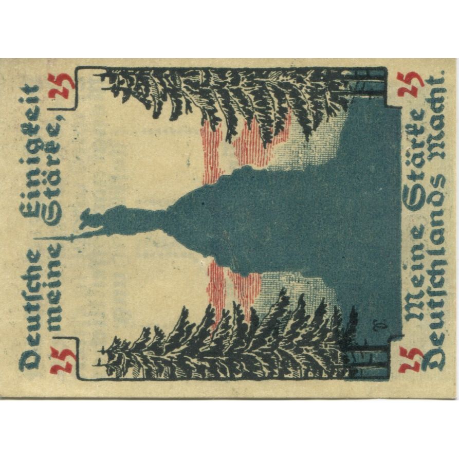 Banknote, Germany, Detmold Stadt, 25 Pfennig, statue, 1920, AU(55-58)