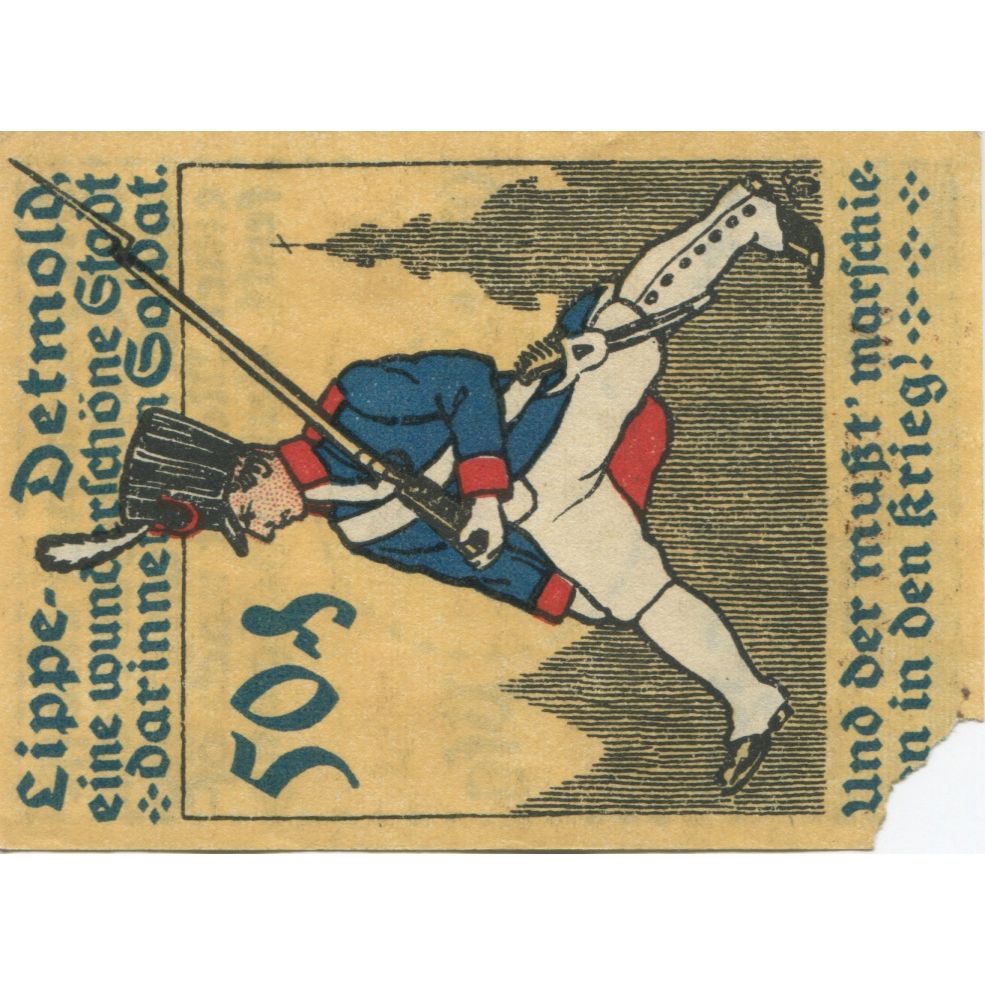 Banknote, Germany, Detmold Stadt, 50 Pfennig, personnage, 1920, AU(50-53)