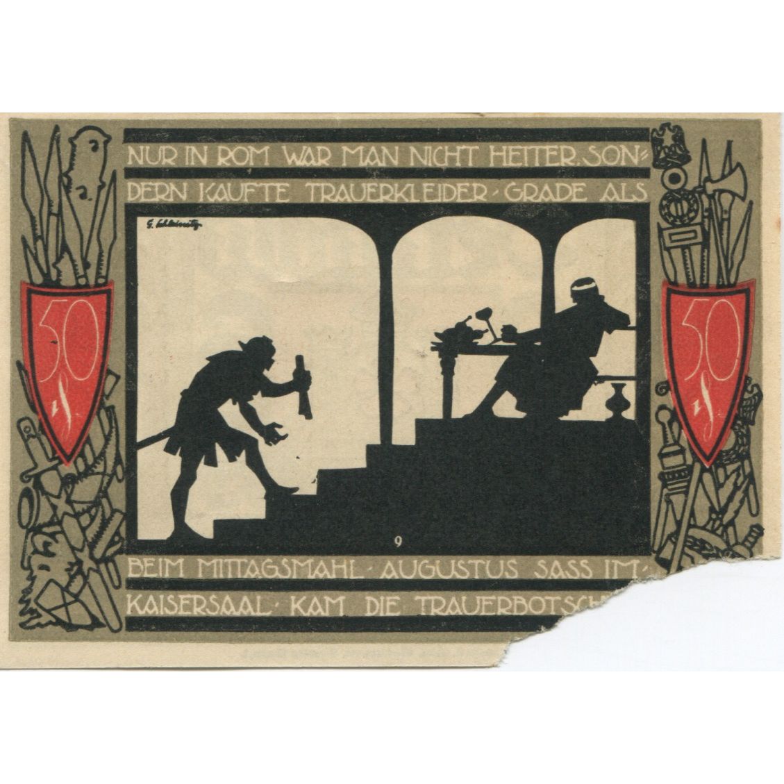 Banconote, Germania, Detmold Stadt, 50 Pfennig, personnage, 1920, BB