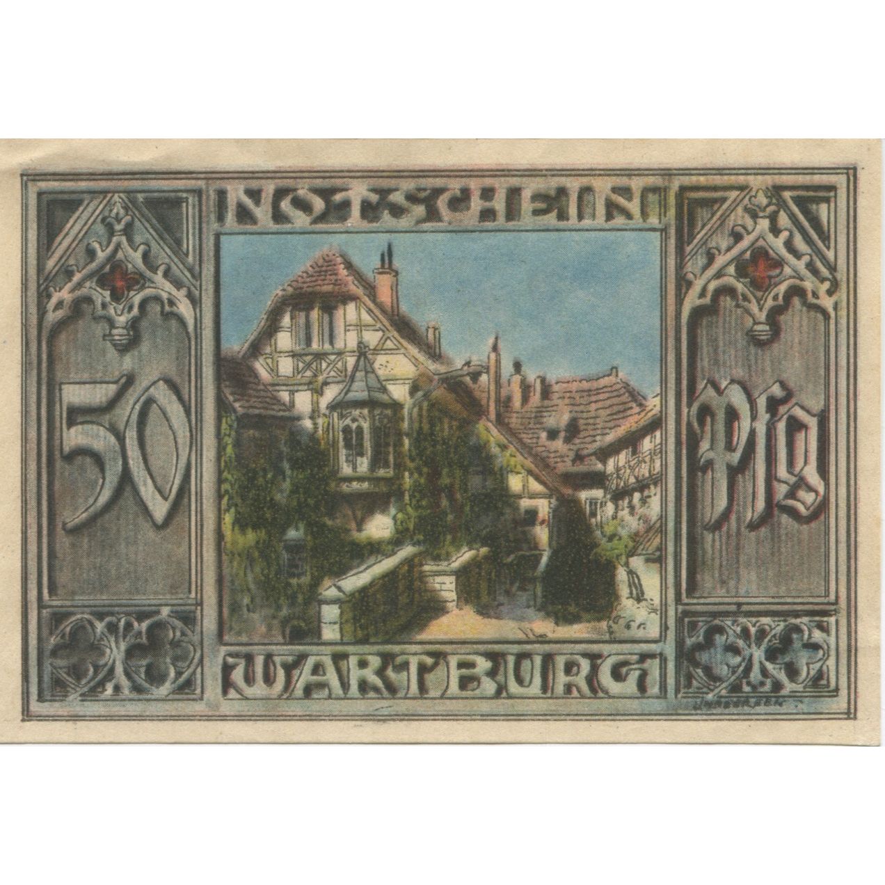 Banknote, Germany, Eisenach K. Schwalbe, 50 Pfennig, Maison, AU(55-58)