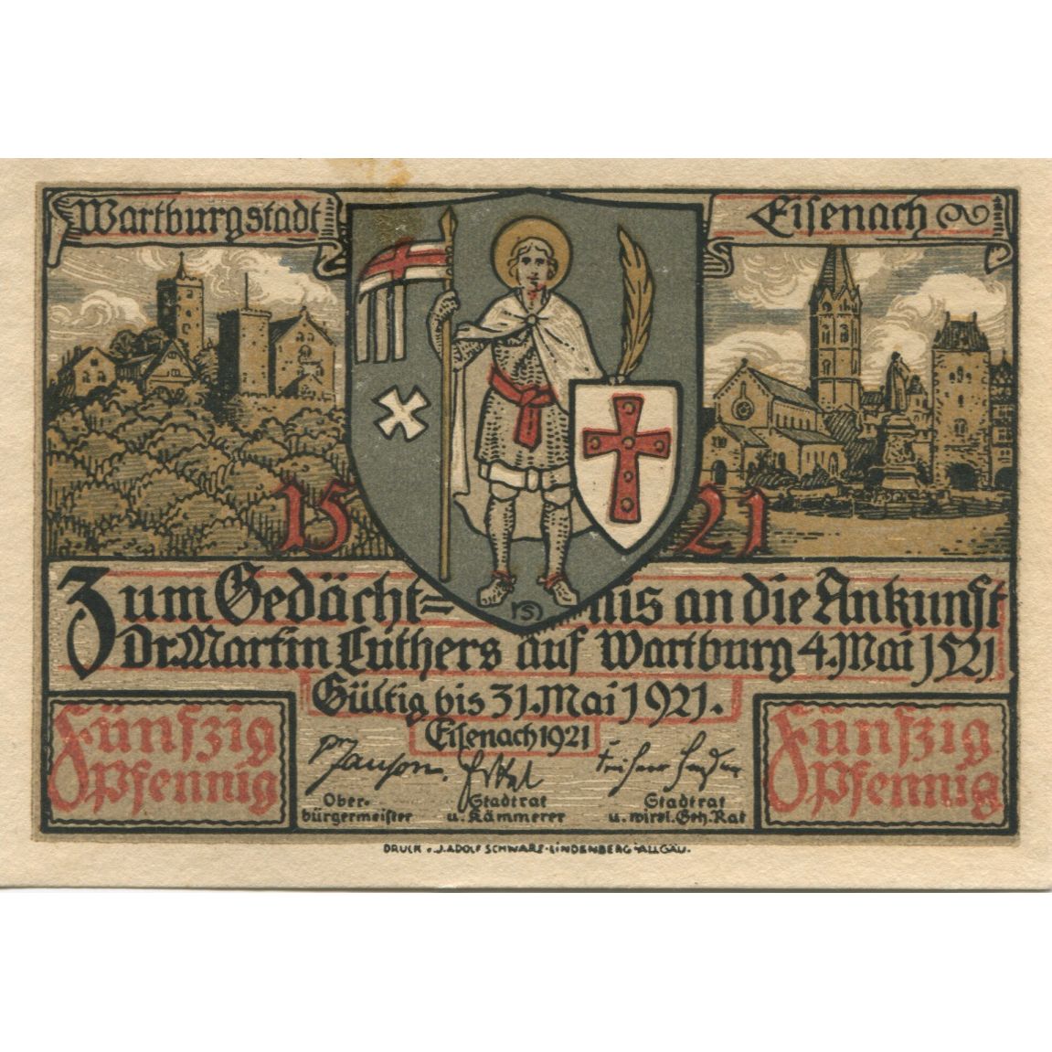 Banconote, Germania, Eisenach Stadt, 50 Pfennig, personnage 3, 1921, 1921-05-31