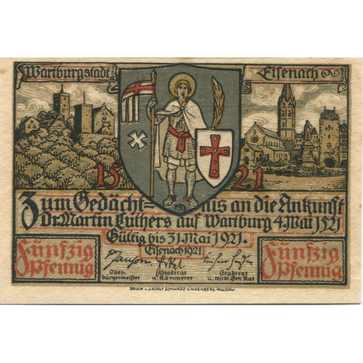 Banknote, Germany, Eisenach Stadt, 50 Pfennig, paysage, 1921, 1921-05-31