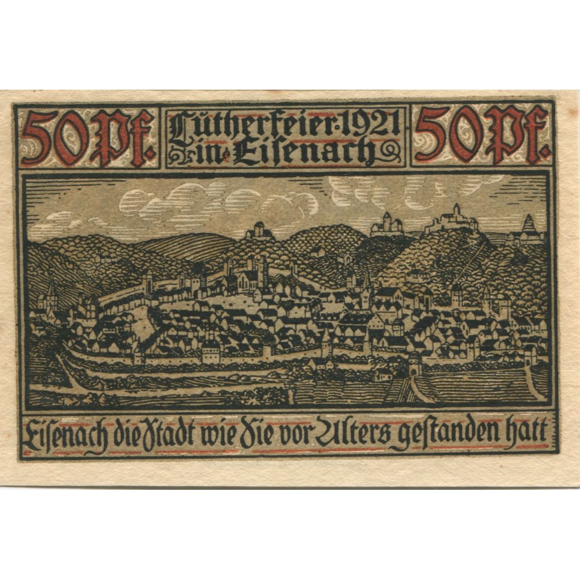 Banknote, Germany, Eisenach Stadt, 50 Pfennig, paysage, 1921, 1921-05-31