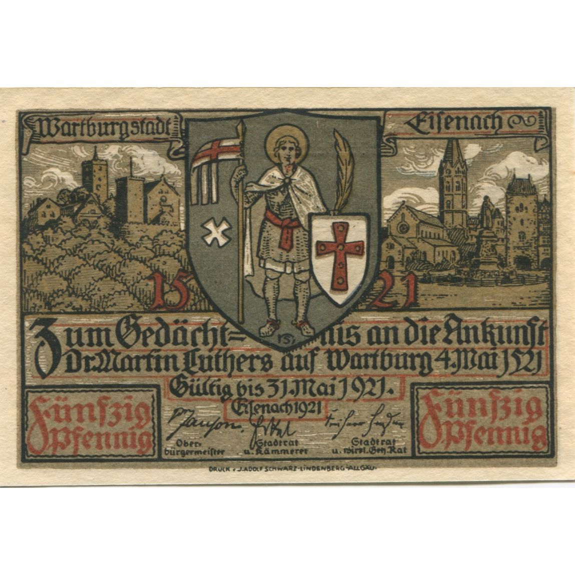Banknote, Germany, Eisenach Stadt, 50 Pfennig, Batiment, 1921, 1921-05-31