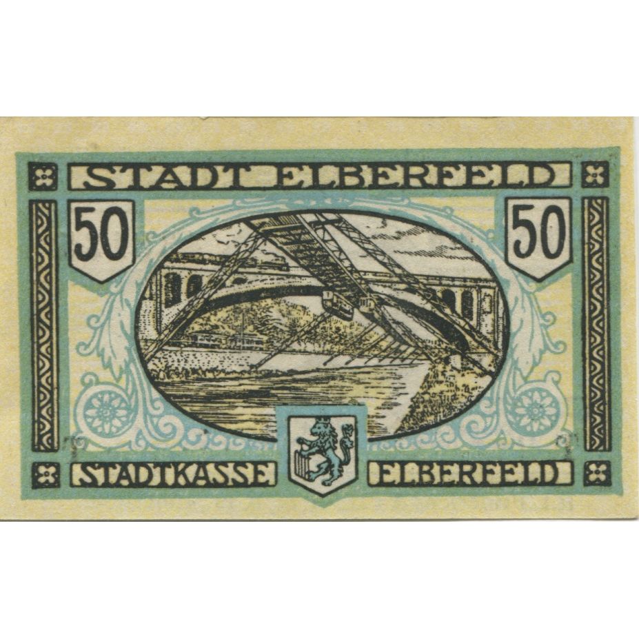 Billet, Allemagne, Elberfeld Stadt, 50 Pfennig, valeur faciale, 1919