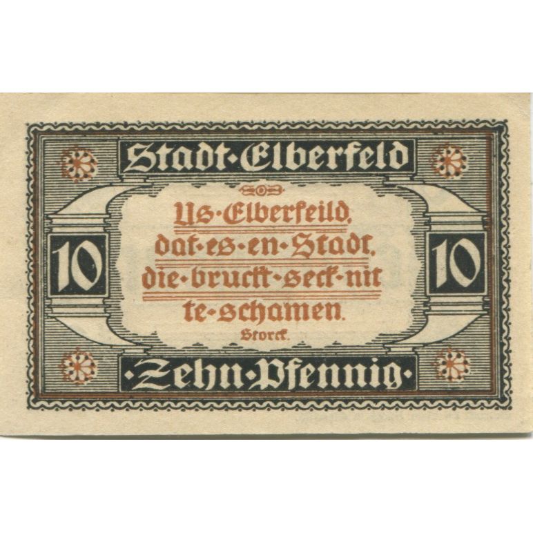 Banknote, Germany, Elberfeld Stadt, 10 Pfennig, Texte, 1920, 1920-03-10