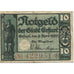 Billet, Allemagne, Erfurt Stadt, 10 Pfennig, Texte, 1920, 1920-04-09, TTB