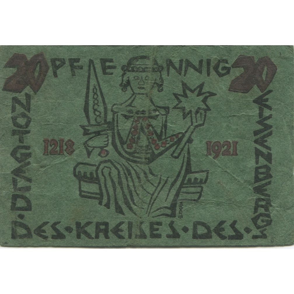 Banknote, Germany, Eisenberg Kreis Sitz in Corbach, 20 Pfennig, personnage