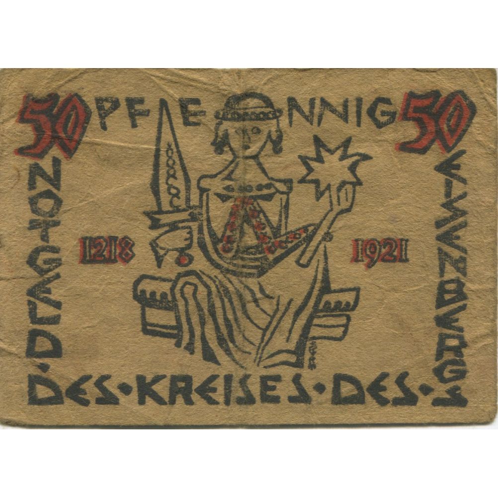 Banknote, Germany, Eisenberg Kreis Sitz in Corbach, 50 Pfennig, personnage