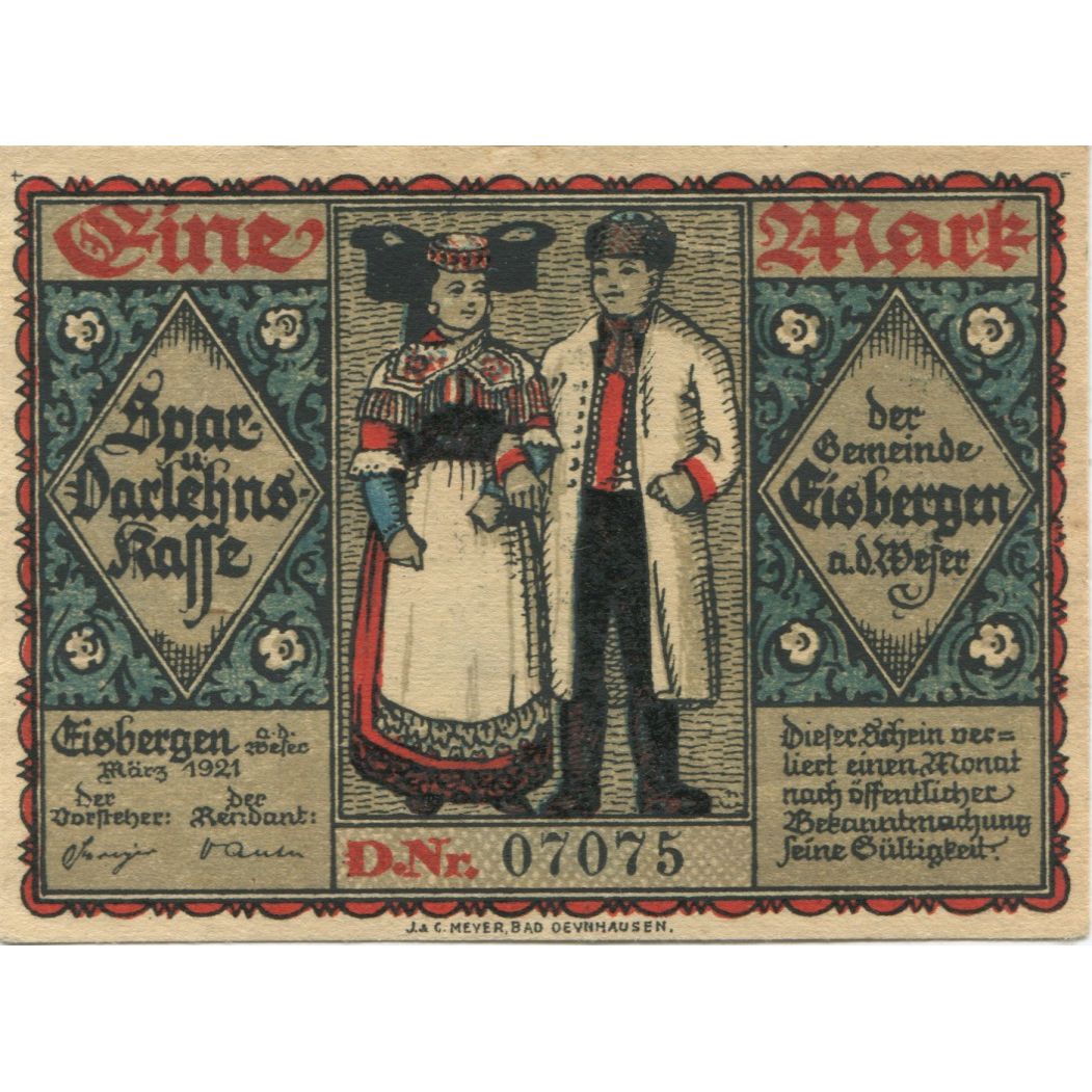 Banknote, Germany, Eisbergen a.W. Spar und Darlehenskasse der Gemeinde, 50