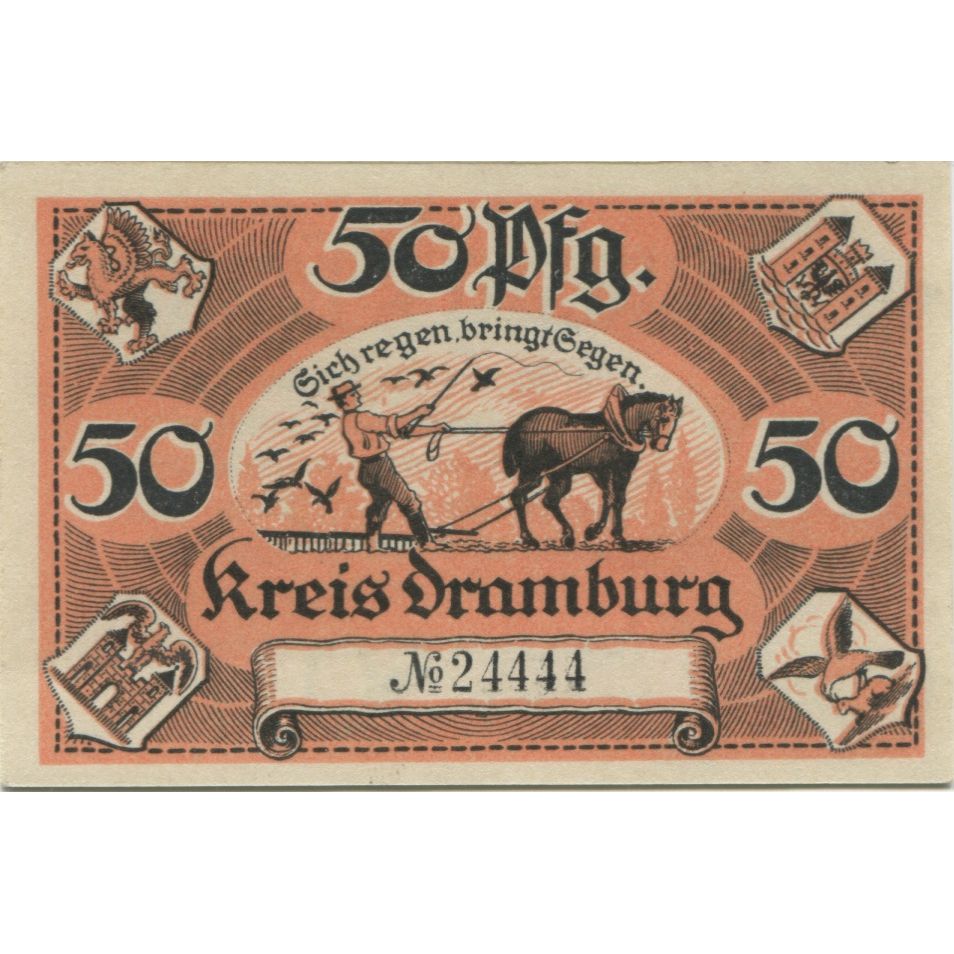 Banknote, Germany, Dramburg Kreisausschuß, 50 Pfennig, Texte, 1920, 1920-08-06