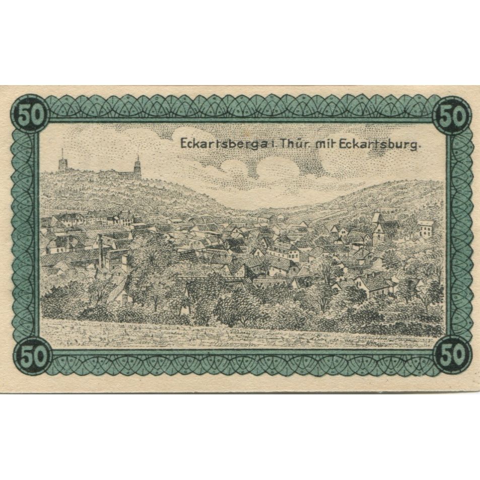 Banknote, Germany, Eckartsberga Thur. Stadt, 50 Pfennig, paysage, 1920
