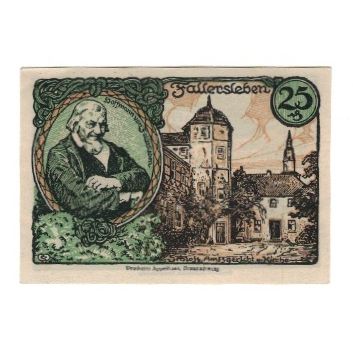 Banconote, Germania, Fallersleben Stadt, 25 Pfennig, personnage, 1921