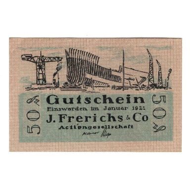 Banknote, Germany, Einswarden Frerichswerft, 50 Pfennig, personnage 1, 1921