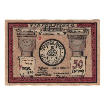 Banconote, Germania, Frose Gemeinde, 50 Pfennig, personnage 2, 1921, 1921-03-15