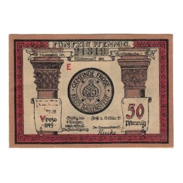 Billet, Allemagne, Frose Gemeinde, 50 Pfennig, personnage 3, 1921, 1921-03-15
