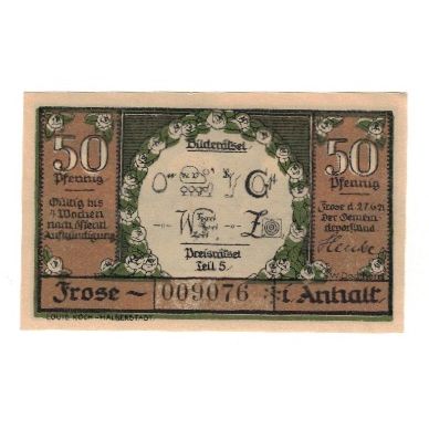 Banknote, Germany, Frose Gemeinde, 50 Pfennig, personnage, 1921, 1921-06-27
