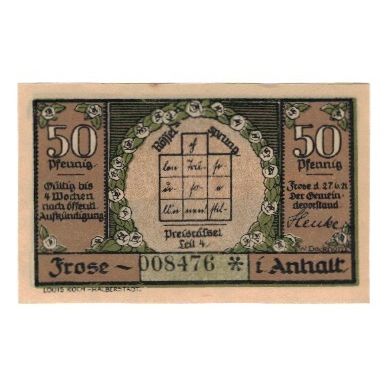Banknote, Germany, Frose Gemeinde, 50 Pfennig, paysage, 1921, 1921-06-27