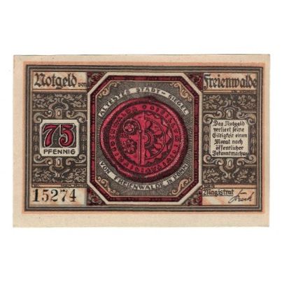 Banknote, Germany, Freienwalde Stadt, 75 Pfennig, paysage, 1920, AU(55-58)