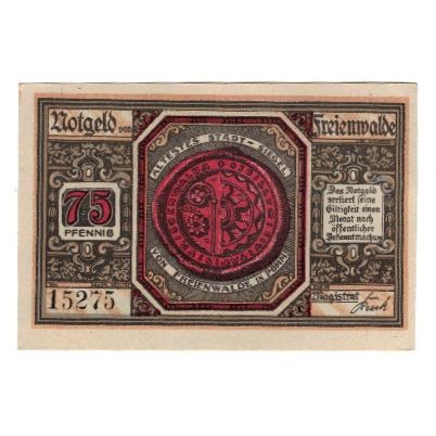 Banknote, Germany, Freienwalde Stadt, 75 Pfennig, paysage 1, 1920, AU(55-58)