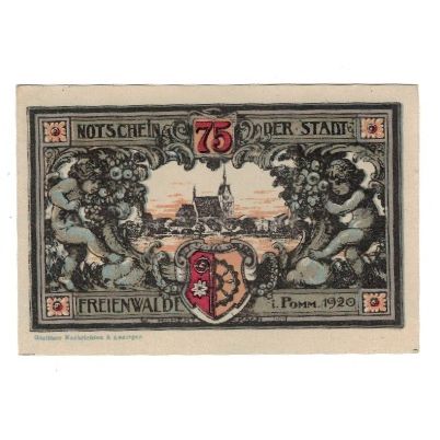 Banknote, Germany, Freienwalde Stadt, 75 Pfennig, paysage 1, 1920, AU(55-58)