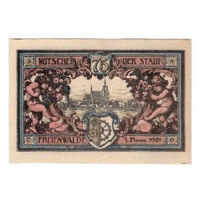 Geldschein, Deutschland, Freienwalde Stadt, 75 Pfennig, personnage, 1921, VZ
