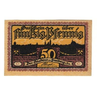 Banknote, Germany, Freiberg Stadt, 50 Pfennig, personnage 2, 1921, AU(55-58)